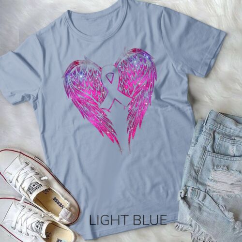 Pink Angel Wing and Hope For Breast Cancer Awareness Month Unisex T-shirt - Picture 3 of 12