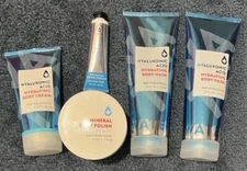 Bath & Body Works 5 Pc Water Hyaluronic Acid Body Wash, Scrub, Cream, Hand Cream