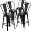 set of (4) modern counter height stools w/ back bistro pub kitchen dining 24"