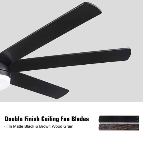 YUHAO 72 in. LED Black Ceiling Fan w/ Remote, DC Motor and 7 Reversible Blades - Picture 5 of 13