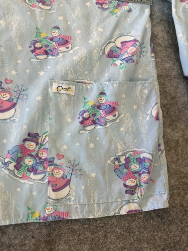 Crest Style 115 163 Snowman Sparkle Christmas Snap Up CNA MA Nurse Scrub Top XL - Picture 7 of 12