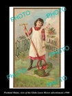 OLD POSTCARD SIZE PHOTO OF PORTLAND MAINE THE GLOBE LAWN MOWER AD c1900