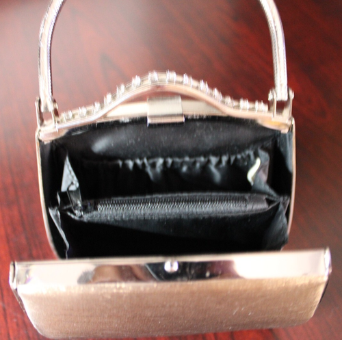 Formal Gold Box Clutch with Faux Diamond Accents Vintage - Picture 7 of 7