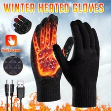 Heated Gloves Electric Rechargeable Battery Hand Warm Windproof Thermal Winter