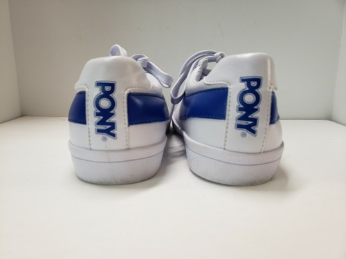 Pony DAMEN KLASSISCHE NIEDRIGE FREIZEIT LEDER SNEAKER WEISS & BLAU Größe 7,5 M - Bild 6 von 9