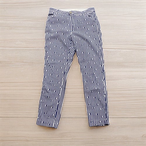 Anthropologie Essential Slim Pants Women's 4 Blue White Striped