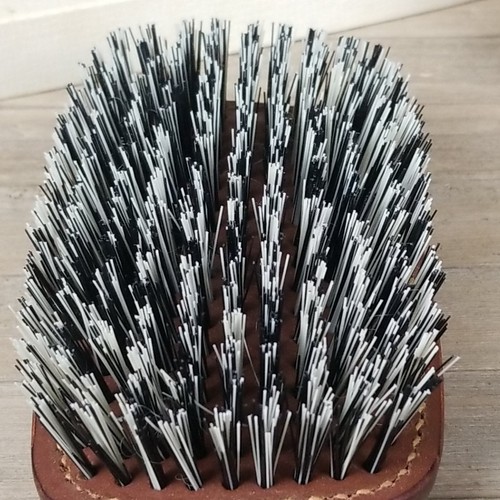 Vintage Leather stitched boar hair Beard hair Brush in box barber cosmetics - Picture 17 of 23