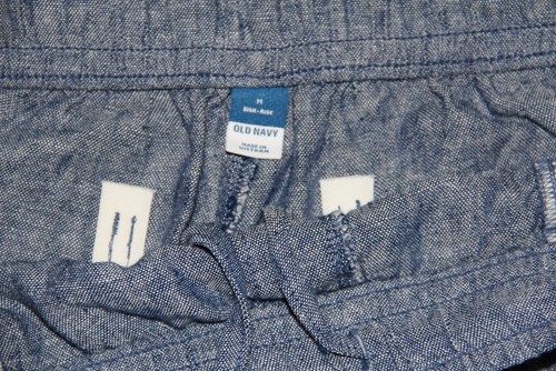 Old Navy Damen Medium Leinenmischung blau Chambray elastischer Bund Shorts - Bild 2 von 8