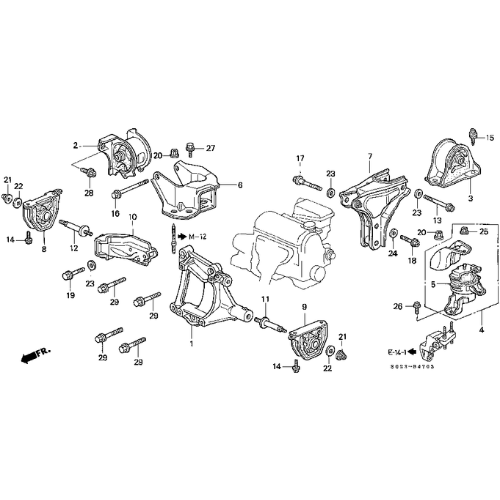 Honda 50827-S04-N10 Genuine OEM CIVIC B16 SI Rear Engine Mount T Bracket - Picture 4 of 5