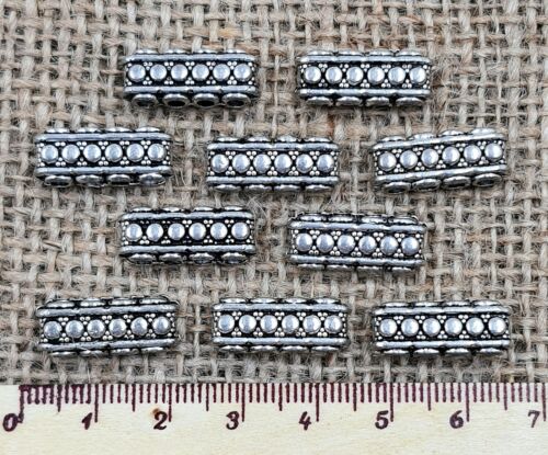 10 Tibetan Silvet Spacer Bar 4 Hole Strand 18-7mm jewellery making finding Craft - Picture 4 of 4