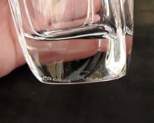 Vintage DAUM FRANCE Heavy Crystal Modernist FREE FORM Organic Vase 4.25" SIGNED - Picture 8 of 18