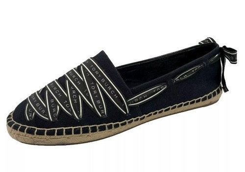 Tory Burch Ribbon Espadrille Flats Navy Blue 11 M Womens - Picture 11 of 14