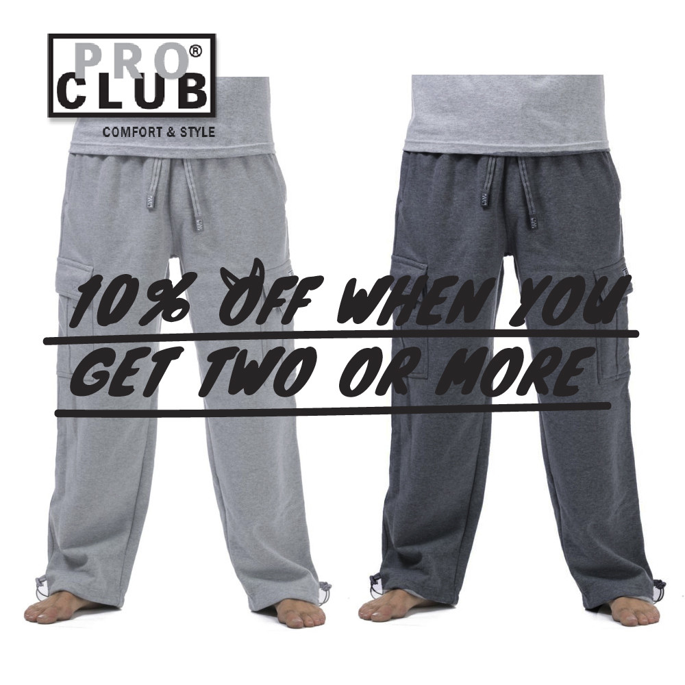 PROCLUB PRO CLUB MEN PLAIN HEAVYWEIGHT 5 POCKET CARGO SWEATPANTS