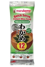 Marukome Japanese Instant Wakame Seaweed Miso Soup (Contain 12 Bags) Gluten Free