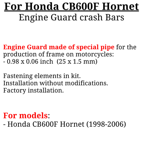 For Honda CB600F Hornet Engine guard CB 599 Hornet Crash bars CB 600 F (98-06) - Picture 3 of 9