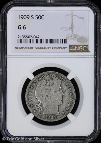 1909-S 50C Barber Half Dollar NGC G 6
