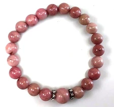 Rhondonite beaded stretch boho bracelet women 10mm beads healing gemstone gift