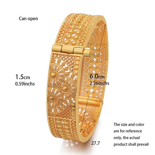 1pc 24k Gold Plated Bollywood Jewelry Dubai Bracelet Indian Fashion Open Bangles - Picture 5 of 6