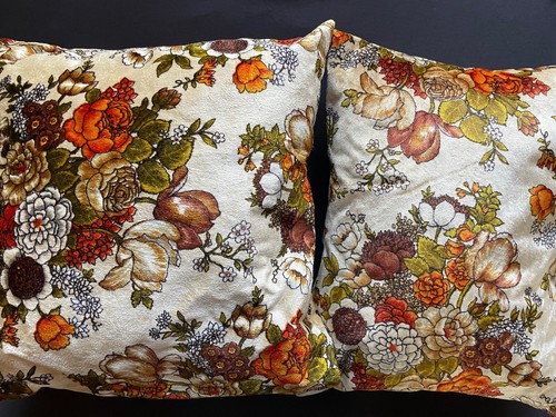 WOW Mid Century MCM Decorative FLORAL PILLOW Flowers Vintage Velvet Velour RETRO - Picture 5 of 5