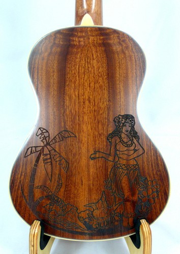 Alulu Solid mahogany Tenor Ukulele, laser aloha girl  HU729 - Picture 1 of 5