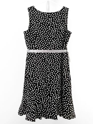 Summer Linen Dress 18 Black with White Polka Dot, Lined, Length 40" - Picture 2 of 6