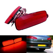 Pair LED Bumper Reflector Red Lens Tail Fog Light For Peugeot 107 206 607 Expert