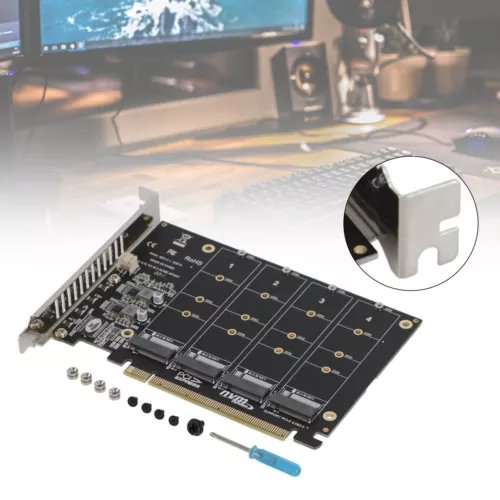 PCI-Express 4-Port Adapter Karte Erweiterungskarte PCI-E 4.0 M.2 NVME SSD PH44