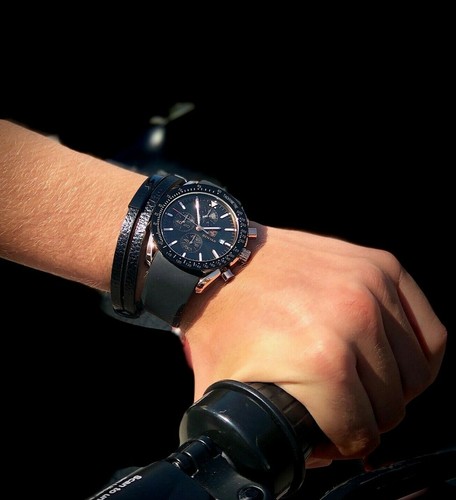 Silicone Leather Chronograph Men's Watch Luxury Quartz Watches Relojes De Hombre - Picture 18 of 46