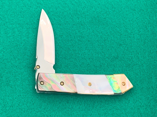 CUSTOM TAWEESAK KNIFE MOTHER OF PEARL / NONE BETTER MUSEUM QUALITY) w/CASE - Picture 4 of 10