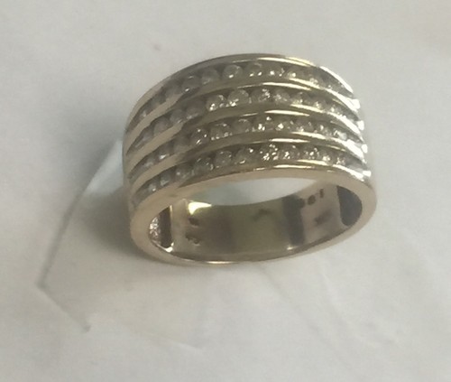 Vintage 10k Solid Yellow Gold Ring Genuine Natural Diamonds Paved 1 Carat Size8 - Picture 3 of 5