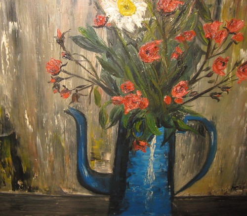 Christian Schneider PARIS SCHOOL MODERNIST 'Flowers in a Teapot Vase' PAINTING - Picture 7 of 12