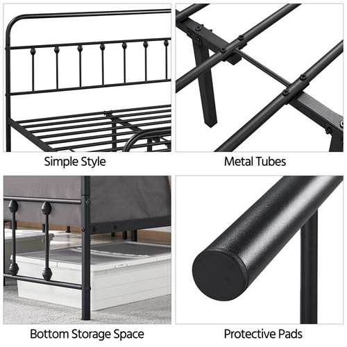 Metal Bed Frame Twin/Full/Queen/King Mattress Foundation Storage High Headboard - Picture 3 of 17