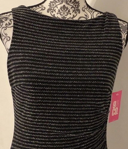 9 & CO Dress Size 4 Day To Dinner Black Silver Sleeveless NEW Sparkly Date Night - Picture 4 of 9