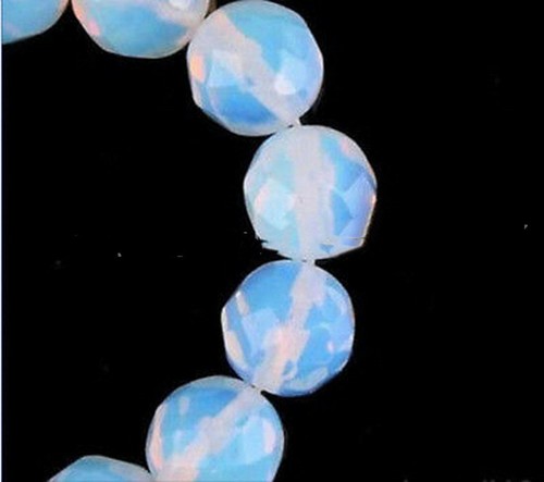Pietra di luna bianca sfaccettata naturale 10 mm Sri Lanka pietre preziose rotonde perline sfuse 15" - Foto 9 di 12