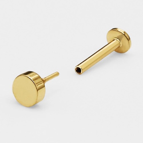 14k massives Gold kräftiger Kreis Innengewinde Labret Ohrstecker, Stärke 18 - Bild 2 von 6