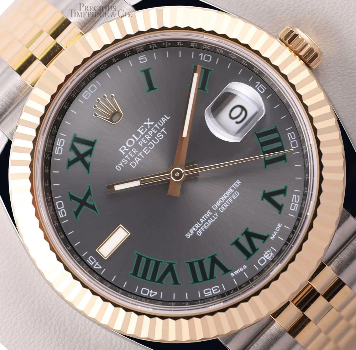 Rolex Datejust II 41mm Jubilee 126333 Two Tone 18k Steel Gray Roman Wimbledon | eBay