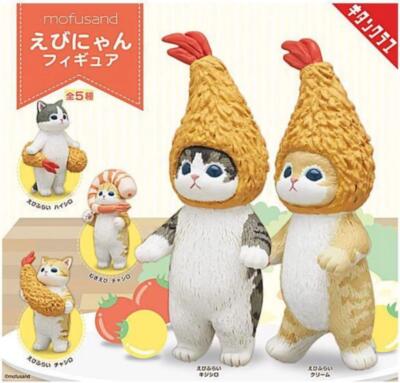 Set of 5 Mofusand Ebinyan Shrimp Nyan Tempura Figures Complete