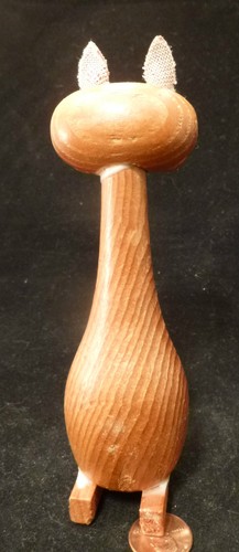 Vintage Cat Mid Century Modern Wood Toothpick Holder Danish Modern Figurine - Bild 4 von 7