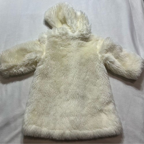 Vintage 4T furry coat w/ matching hand warmer 80s girls kids white - Picture 6 of 9