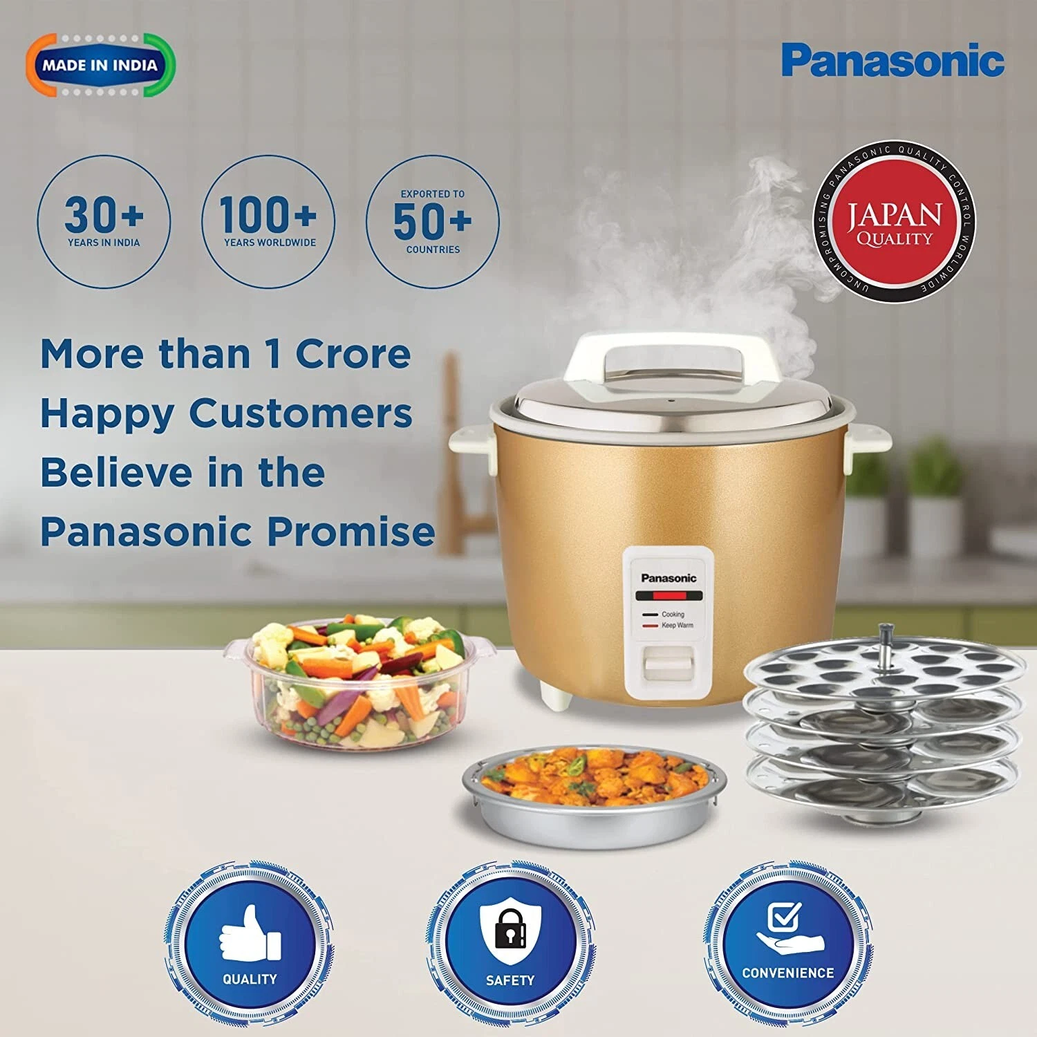 Panasonic SR-W18GH(CMB) Food Steamer Warmer Rice Cooker Momo Maker(4.4L, Gold)