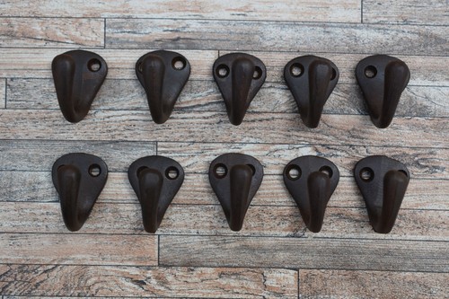 10p Vtg Cast Iron Hat Coat Pan Pot Hanging Acorn Tip Kitchen Hook Barn House Dco - Picture 6 of 8