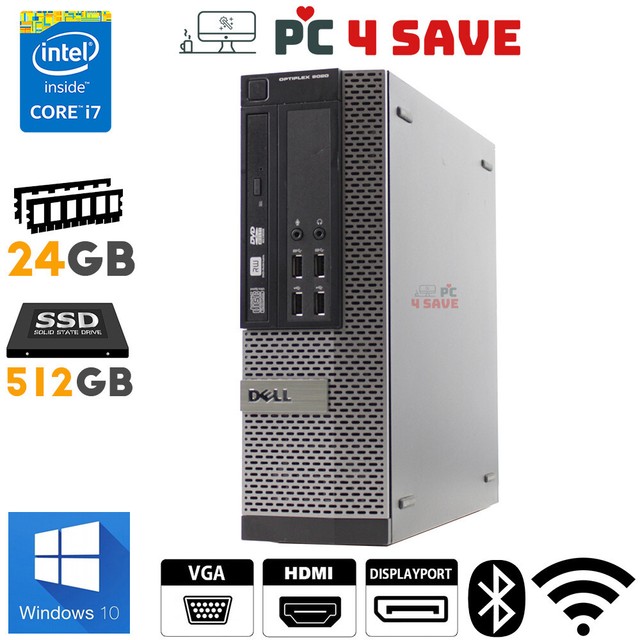 DELL i7 CPU | 24GB RAM | NEW 512GB SSD | 9020 SFF Desktop HDMI WiFi Windows 10 P DELL i7 CPU | 24GB RAM | NEW 512GB SSD | 9020 SFF Desktop HDMI WiFi Windows 10 P