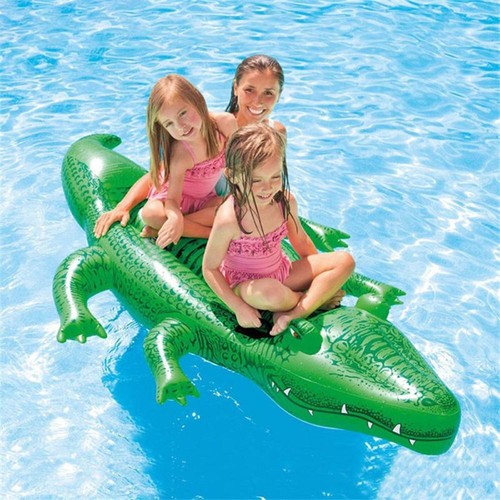 Fun Seat Ride Water Party Toys Swimming Ring Crocodile Inflatable Alligator - Picture 5 of 9