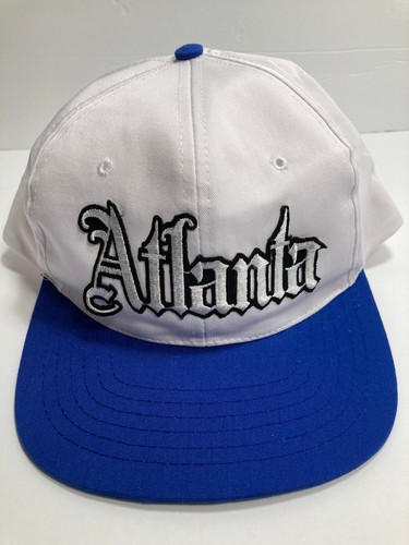 Vintage Atlanta Hat Cap White Blue Trucker Snapback Nissin Adjustable One Size - Picture 1 of 22