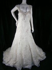 A F Couture Morilee 12 A-Line Wedding Dress Lace Strapless or Straps Bling Wow!