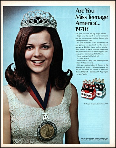 1969 Melissa Babish Miss Teenage America Dr Pepper Cola retro photo print ad L45