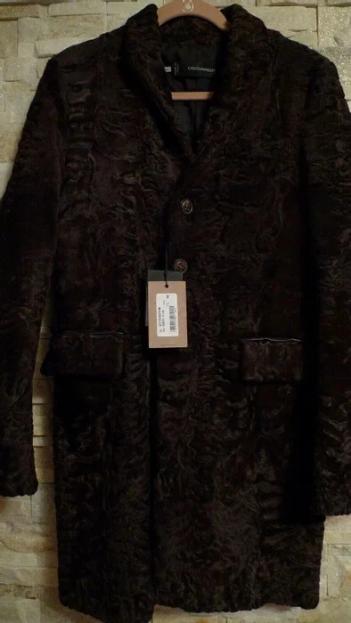 DSQUARED2 RUNWAY MEN'S BROWN 100% KARAKUL LAMB FUR COAT ITALY SIZE 44 US XS-S - Image 2 of 4