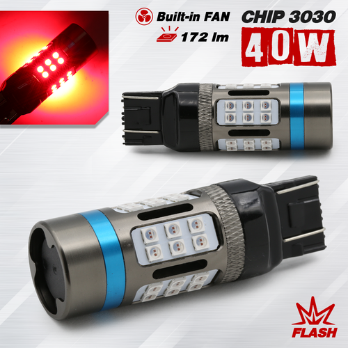 2x 7443 Error Free Red Flash Strobe Rear Safe Alert Brake Tail Stop LED Bulbs - Bild 1 von 8