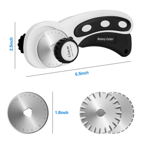 45mm Rotary Cutter with 7 Refill Blades Quilters Sewing Cutting Tool Safety Lock - Picture 3 of 12
