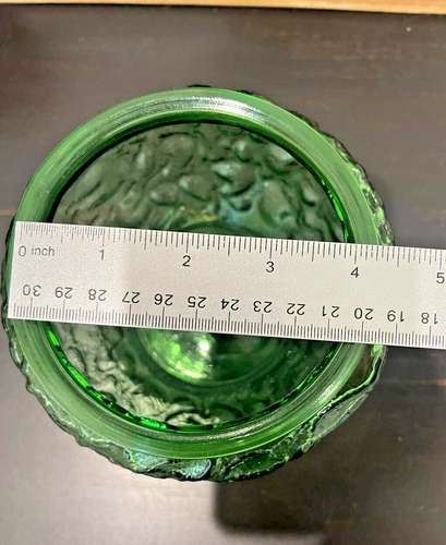 Vintage E.O. Brody Co Crinkle Textured Green Glass Bowl Planter Vase - Picture 4 of 4